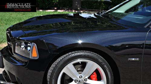 This Dodge Charger Hemi sparkles like a black diamond after a ceramic nano coating detail by Immaculate Reflections S.F. Area.