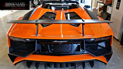 This Lamborghini Aventador SV has super high gloss from a Paint Correction Detail by Immaculate Reflections, San Francisco Bay Ca.
