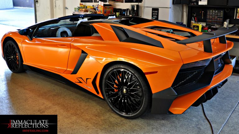 The Ceramic Nano Coating really makes the paint pop on this Lamborghini Aventador Super Veloce.