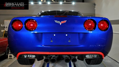 C6 Corvette on the lift at Immaculate Reflections for paint correction - IRDetailing.com