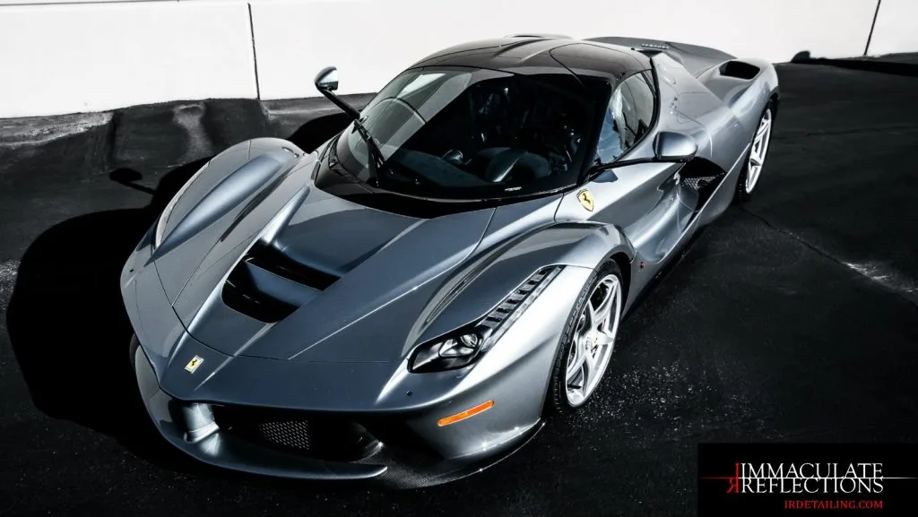 LaFerrari was enhanced with premier quality paint correction and CQuartz Finest ceramic coating services by Immaculate Reflections Auto Detailing SF.