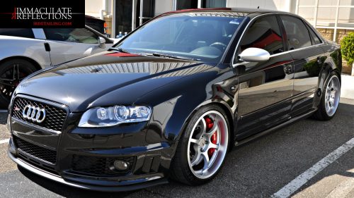 This Audi RS4 is a beautiful as she is fierce now thanks to irdetailing.com paint correction and CQuartz Finest Paint Coating detail services.