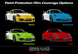 Immaculate Reflections Auto Detailing offers many PPF or clear bra options to protect your vehicle from road impacts.