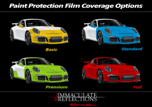 Immaculate Reflections Auto Detailing offers many PPF or clear bra options to protect your vehicle from road impacts.